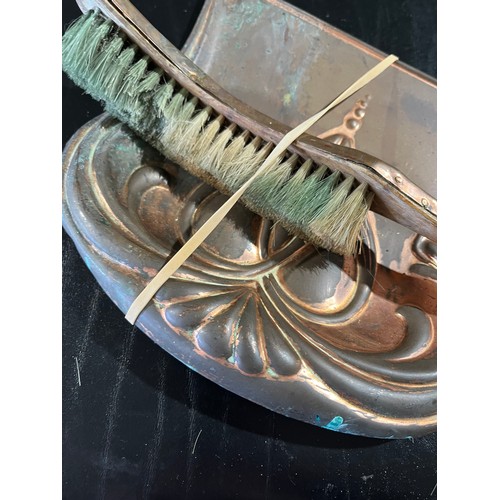 249 - Antique copper Victorian dustpan and brush