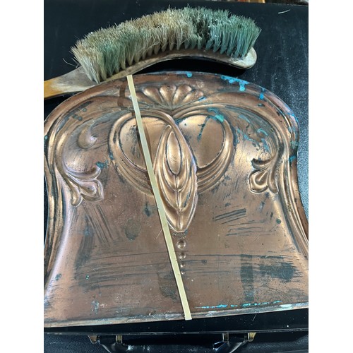 249 - Antique copper Victorian dustpan and brush