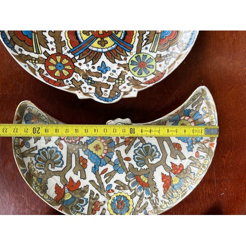 395 - 3 crescent shaped Limoges plates. Charles Field Haviland marked