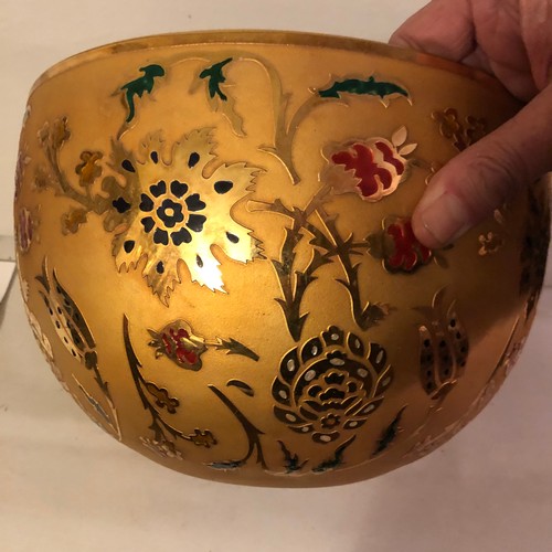 573 - Large Arabic gilded & enameled glass bowl