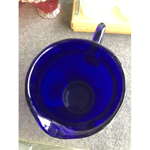 582 - Nice cobalt blue glass jug. Not signed probably Bristol or Thomas Webb as it has the polished convex... 