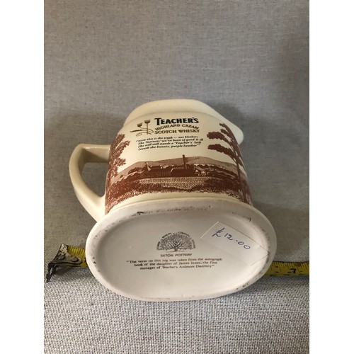 762 - Teachers Highland cream scotch whisky jug by Seton pottery.