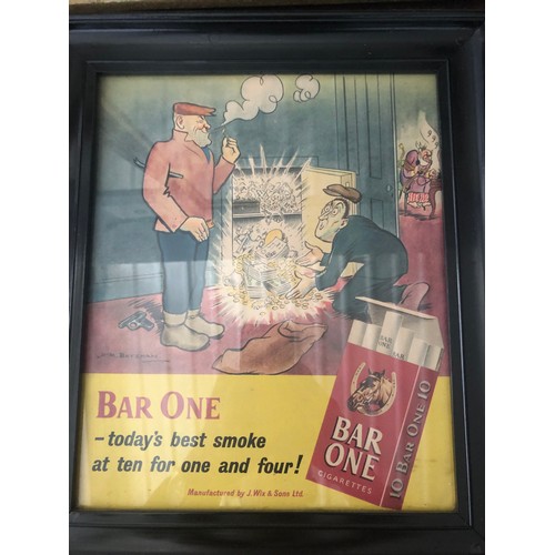 823 - Vintage Bar One advertising mirror in frame