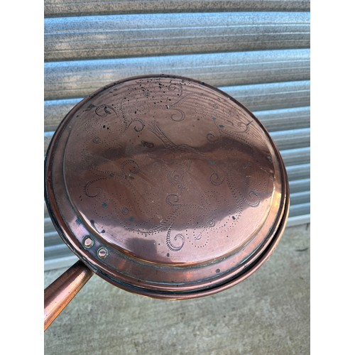 871 - Antique Copper bed warming pan