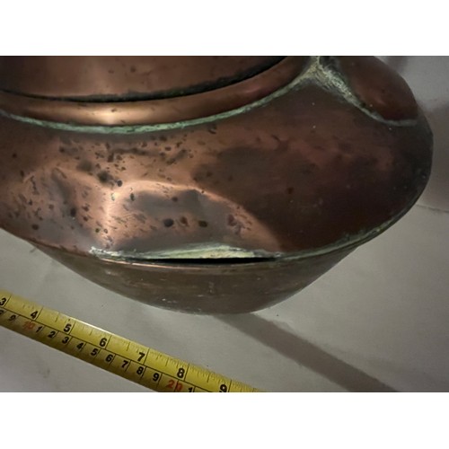 874 - Large Oval  Antique George III Copper kettle. Requires some soldering on the joints