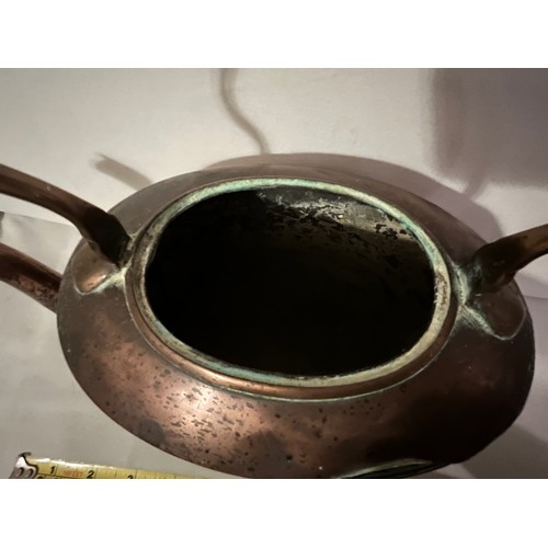 874 - Large Oval  Antique George III Copper kettle. Requires some soldering on the joints