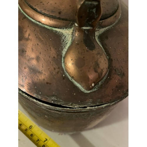 874 - Large Oval  Antique George III Copper kettle. Requires some soldering on the joints