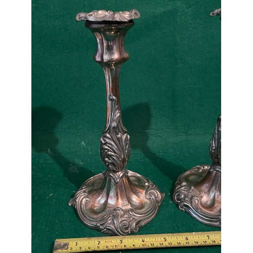 886 - Pair of Art Nouveau silver plated copper candlesticks