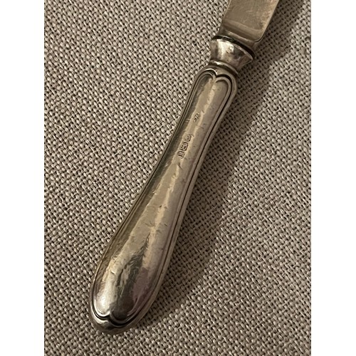 899 - Silver handled butter knife, hallmarked