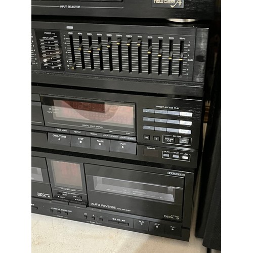 1187 - Technics tower system with deck, CD player, radio, amplifier, graphic equalizer and tape to tape. C/... 