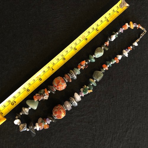 2 - Natural gemstone beads, and spacers and enamel beads