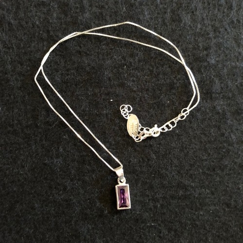 5 - Amethyst pendant on silver chain 925