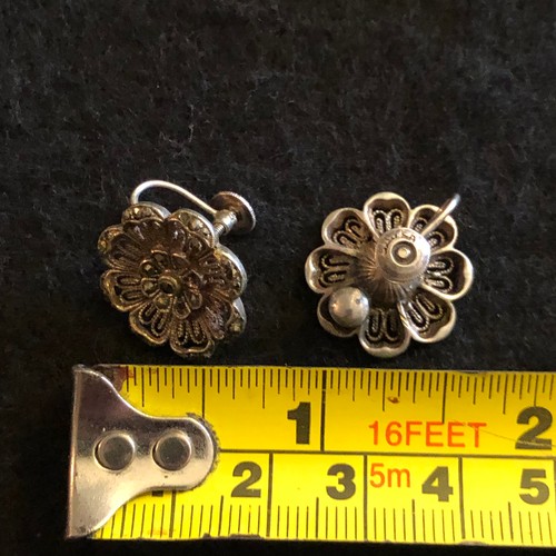 10 - a pair of silver fill marcasirte out Victorian earrings