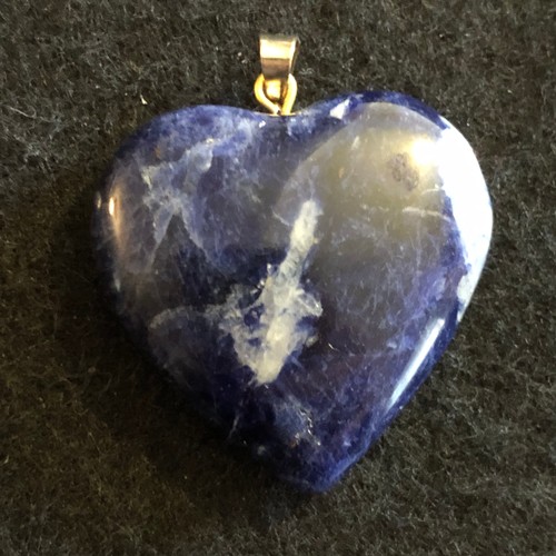 12 - a blue sodalite heart shape gemstone pendant