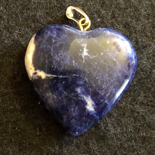 12 - a blue sodalite heart shape gemstone pendant