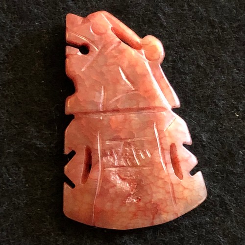 14 - oriental hard-stone red jade carving of a full dog