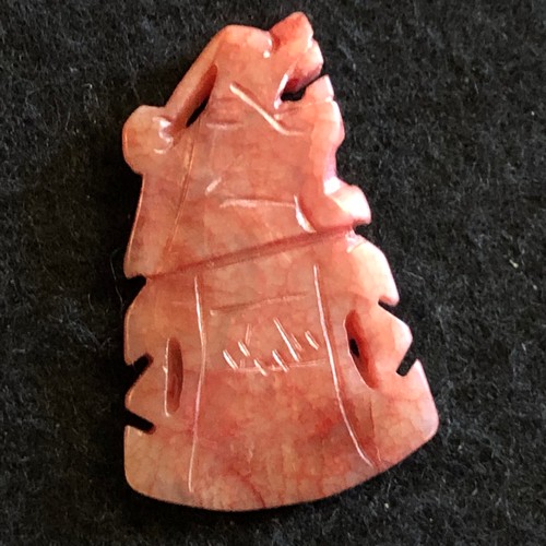 14 - oriental hard-stone red jade carving of a full dog