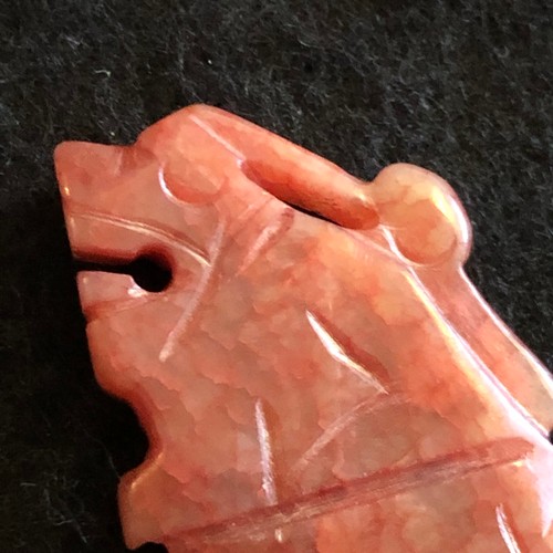 14 - oriental hard-stone red jade carving of a full dog