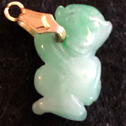 15 - a natural green Jade carved monkey pendant