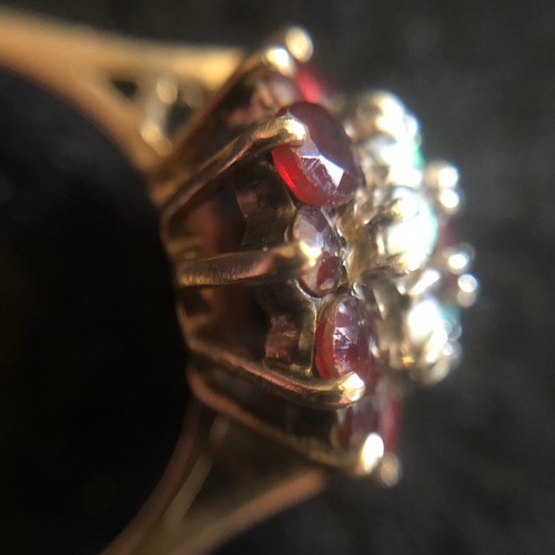 20 - Opal and Garnet cluster with 9 carat gold hallmarked A&Co