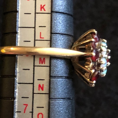 20 - Opal and Garnet cluster with 9 carat gold hallmarked A&Co