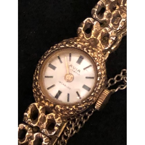 34 - Swiss made Avia 17 jewels Incabloc mechanical Gold plated Ladies dress watch