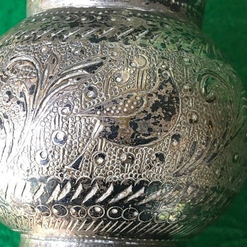 221 - Silver plated on brass. Indian engraved vase