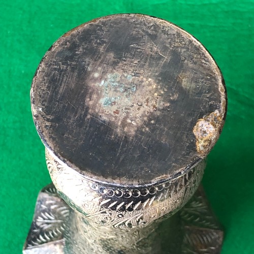 221 - Silver plated on brass. Indian engraved vase