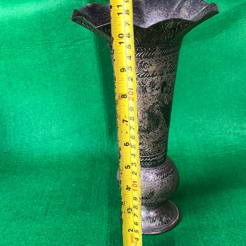 221 - Silver plated on brass. Indian engraved vase