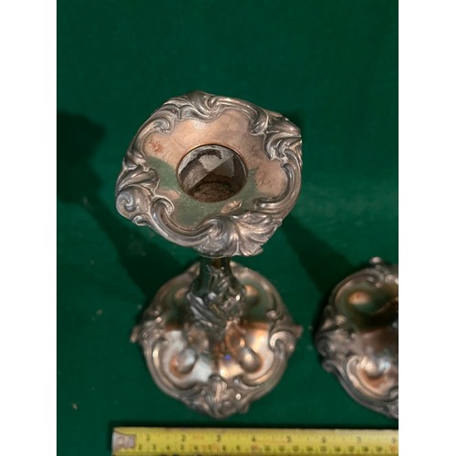 222 - Pair of Art Nouveau silver plated copper candlesticks