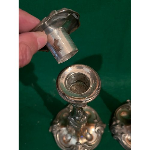 222 - Pair of Art Nouveau silver plated copper candlesticks