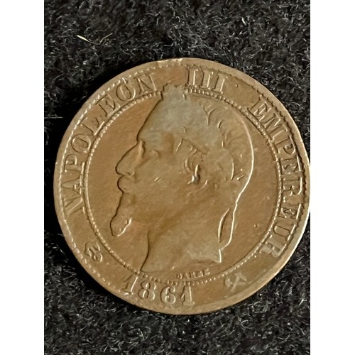 282 - French Empire, five centimes Napoleon third 1861