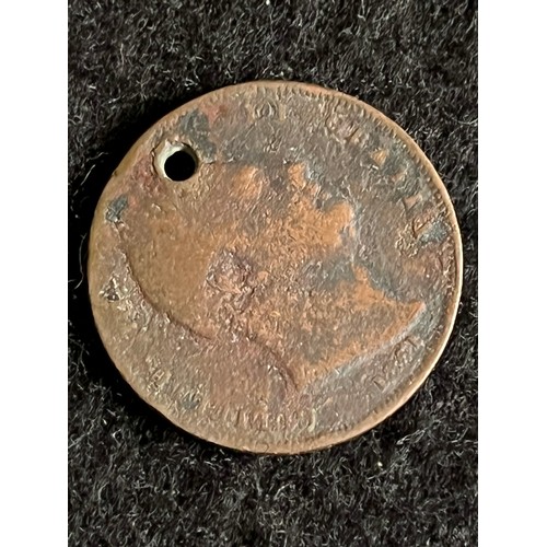 285 - 1831. Farthing pendant drilled.