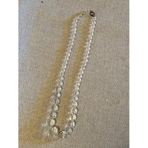 300 - Bead necklace with clear faceted stones