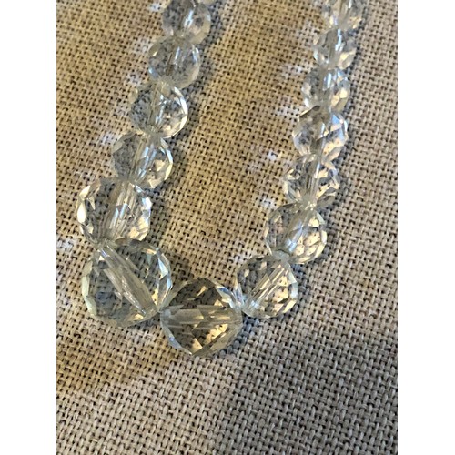 300 - Bead necklace with clear faceted stones