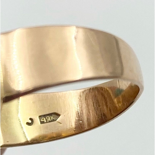 276 - A LARGE AMBER STONE SET IN RING HAND CRAFTED IN 14K ROSE GOLD. 7.2gms size M