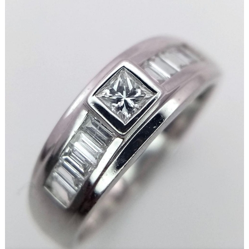 278 - AN 18K WHITE GOLD DIAMOND RING. 0.65CT 4.5G SIZE M. Princess cut in good condition