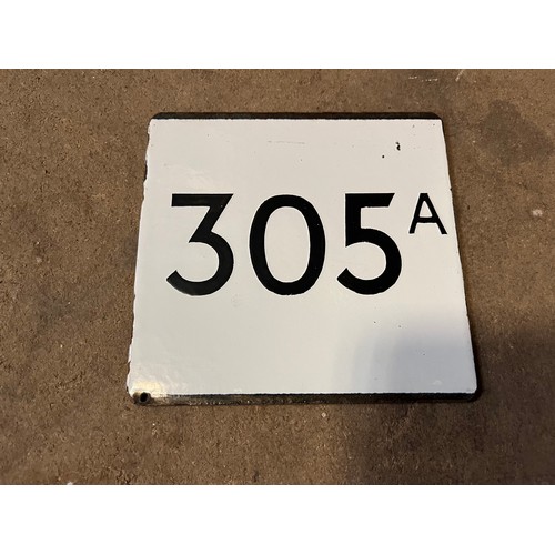 Original London Transport enamel bus route number sign. No.305A