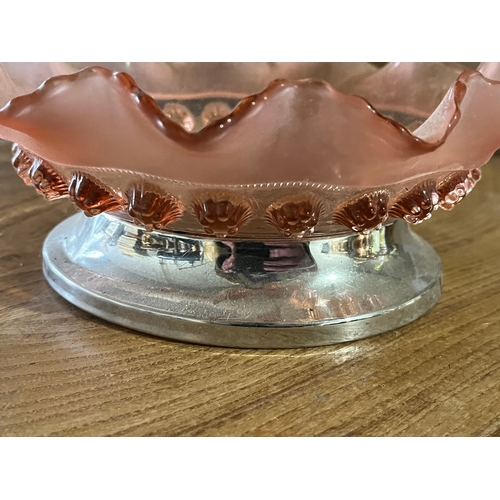 23 - Art Deco Sowerby pink bowl with chrome base