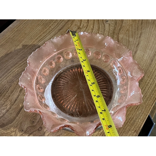 23 - Art Deco Sowerby pink bowl with chrome base
