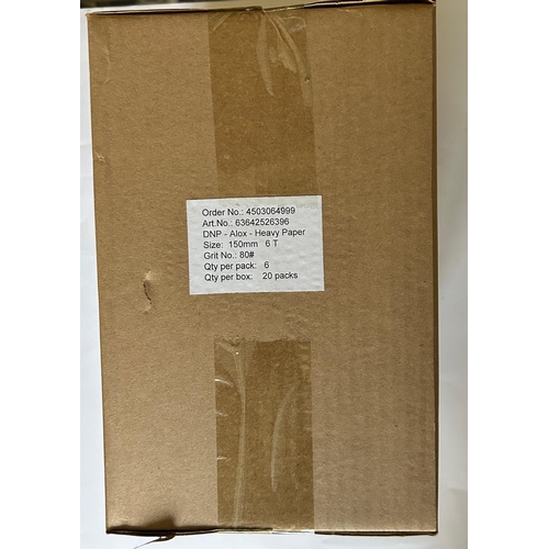 37 - 1 box of 80 grit orbital ventilated sanding discs. Diameter 150mm. The box contains 20 packs and eac... 