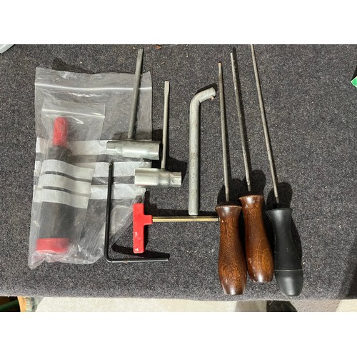 67 - Chainsaw tools and bar greaser