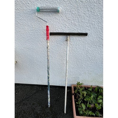 95 - Long handled paint roller and window wipe