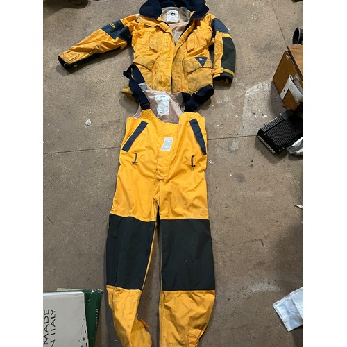 218 - XM Breathable sailing waterproof suit. Choice of sizes S & M available. TH5000 in yellow and navy bl... 
