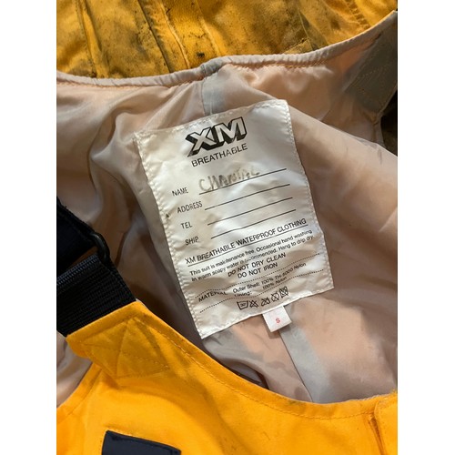 218 - XM Breathable sailing waterproof suit. Choice of sizes S & M available. TH5000 in yellow and navy bl... 