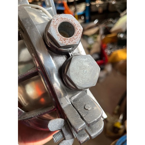 303 - MOD - Antique aluminium Bulk head / overhead light off a ship that was broken for scrap in India