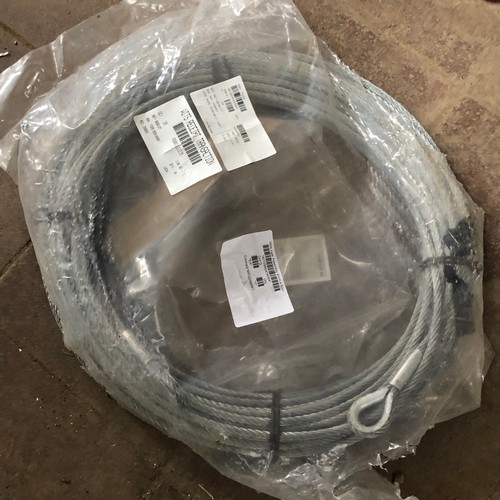 395 - MOD - Wire rope assembly, Single leg GSWR 8mm completes with thimble eye both ends. Length 50m