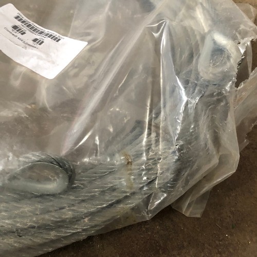 395 - MOD - Wire rope assembly, Single leg GSWR 8mm completes with thimble eye both ends. Length 50m
