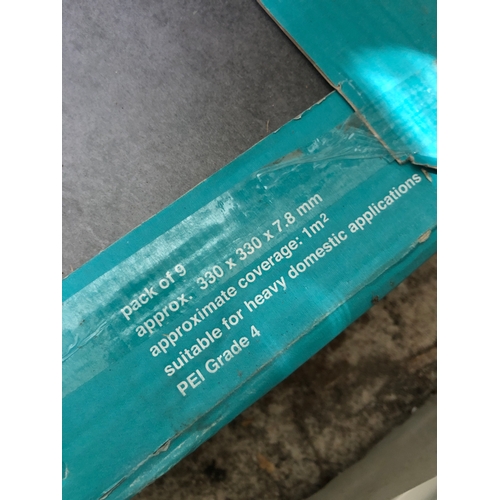 442 - 3 packs of 9 square Wickes floor tiles. Each 30 cm x 30 cm x 7.8 mm. Anthracite in colour