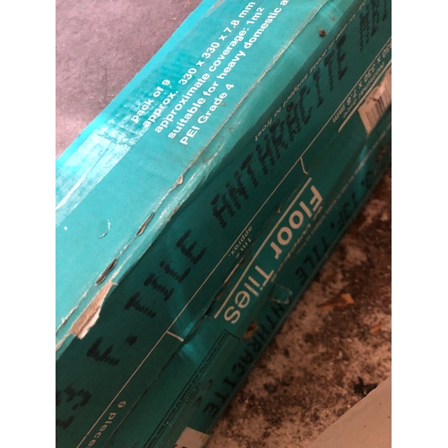 442 - 3 packs of 9 square Wickes floor tiles. Each 30 cm x 30 cm x 7.8 mm. Anthracite in colour